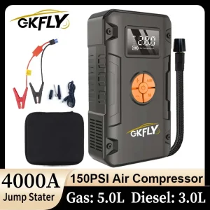 GKFLY 2000A 4000A Auto Salto di Avviamento Pompa di Aria 4 In 1 Compressore D’aria Accumulatori E Caricabatterie Di Riserva Batteria di Avviamento Auto Gonfiatore di Pneumatici