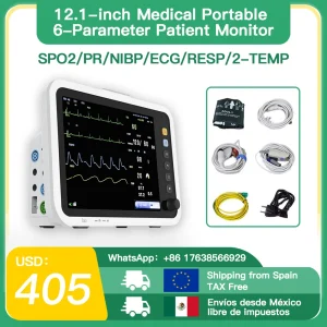 Resoxy Monitor paziente Monitor segni vitali Monitor paziente medico da 12,1 pollici per uso umano 6 parametri ECG/NIBP/TEMP/RESP/SPO2/PR