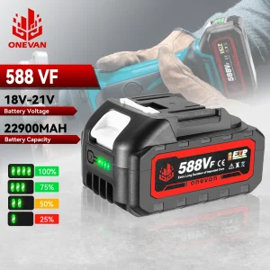 Batteria ricaricabile agli ioni di litio 21V 588VF Batteria Li-lon 22900mah con indicatore batteria per utensili elettrici 21V BL1850 BL1840
