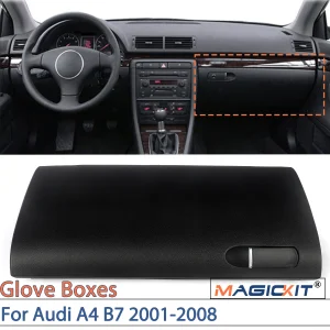 MAGICKIT Black Glove Box scomparto coperchio della porta coperchio con fibbia per Audi A4 B7 2001-2008 accessori per auto sostituzione diretta