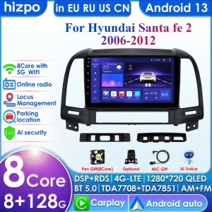 Autoradio Android 2din per Hyundai Santa Fe 2 2006 – 2012 Autoradio Lettore video multimediale GPS Navi Unità principale Carplay Auto 4G