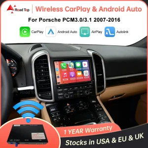 Road Top Wireless CarPlay Android Auto per Porsche Macan Cayman Cayenne Panamera PCM3.1 con funzioni AirPlay Mirror Link