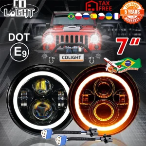 CO LIGHT 80W Car Led H4 7 pollici accessori per auto Angel Eyes DOT E9 4 x4 7 “faro a LED Hi-Lo DRL per Lada Niva 4 x4 Uaz 12V 24V