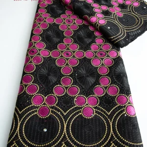 Pizzo di lusso Austria cotone tessuto africano lucido pizzo svizzero cotone ricamo tessuto di pizzo per materiale di abbigliamento da uomo F3809