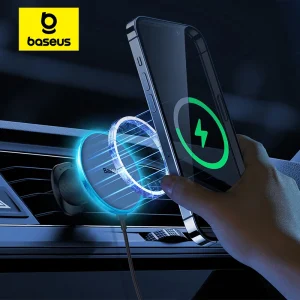 Baseus Caricatore wireless magnetico Supporto per telefono per auto 15W Supporto per caricabatteria per auto wireless a ricarica rapida per iPhone 16 15 14 13 Supporto per auto