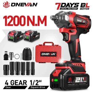 ONEVAN 1200N.M Chiave a percussione elettrica senza spazzole Cordless Cacciavite a coppia elevata Pistola Strumento di potere per auto per Makita 18V Batteria Pin