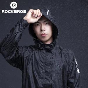 ROCKBROS giacca da ciclismo impermeabile da uomo impermeabile con cappuccio riflettente traspirante impermeabile Sport all’aria aperta giacca a vento taglia europea