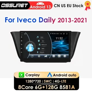Multimediale stereo per auto Android 13 2Din per Iveco Daily 2013-2021 audio per auto Multimedia Navigazione GPS Carplay 4G DSP RDS 8581A