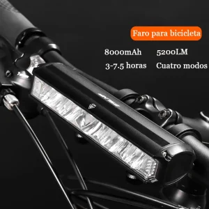 Luce anteriore per bici, 5200 lumen 8000 mAh torcia da equitazione notturna impermeabile ricarica USB accessori per luci per bici da strada attrezzatura da ciclismo