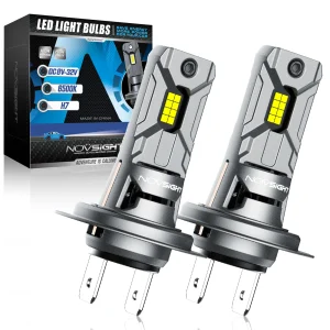 NOVSIGHT Faro H7 Mini LED 60W 12000LM Lampadine per fari per auto con ventola 6500K Lampade per auto bianche Plug and Play Luci a LED per auto
