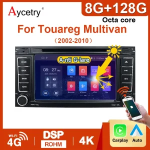 Autoradio Android 15 con Carplay e Android Auto per Volkswagen VW Touareg Multivan T5 Transporte 2004-2009, 2 DIN, Bluetooth