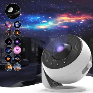 Proiettore PRO Galaxy 13 in 1 aggiornato, 360 °   Luce notturna rotante con cielo stellato planetario HD a 4 pulsanti con timer da 1/2 ore per camera da letto