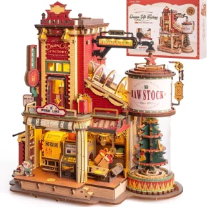 Robotime Rokr Carillon in legno Fabbrica di regali da sogno di Natale Puzzle in legno 3D Kit modello in legno Costruisci i migliori regali per bambini Adulti