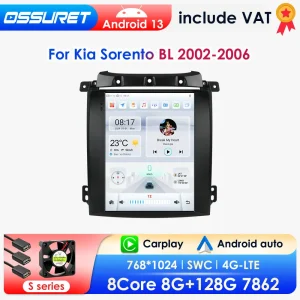 2DIN Android13 autoradio per Kia Sorento BL 2002-2006 Multimedia Stereo 9.7 pollici schermo verticale wireless Carplay 360 fotocamera 7862