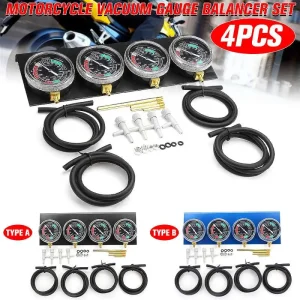Per motori a 4 cilindri macchine moto carburante carburatore sincronizzatore Vacuum Balancer Gauge strumento sincronizzatore blu/nero