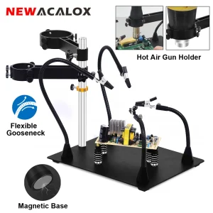 NEWACALOX Saldatura magnetica che aiuta le mani Supporto per pistola ad aria calda Stazione di saldatura con clip PCB per strumento di saldatura di riparazione elettronica