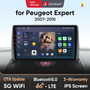Junsun AI 4G LTE Wireless CarPlay Android Auto Autoradio Per Peugeot Expert 2007 2008 2009 2010 2011-2016 GPS Navi BT DSP RDS FM