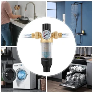 Filtro per l’acqua di rubinetto riutilizzabile Filtro pre-filtro per sedimenti in acciaio inossidabile con filtro fine per tubo dell’acqua di pozzo da 1/2 pollice 3/4 pollici