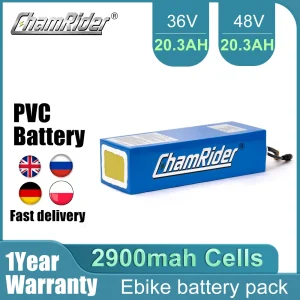 Batteria Chamrider Ebike Batteria per bici elettrica 36V Batteria in PVC 10AH Batteria 30A BMS 18650 Celle al litio 500W 750W