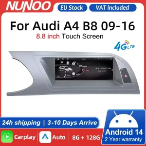 Per Audi A4 B8 2008-2016 Carplay Wireless Android 14 Autoradio con Schermo Touch, Lettore Multimediale, Stereo e Navigazione GPS