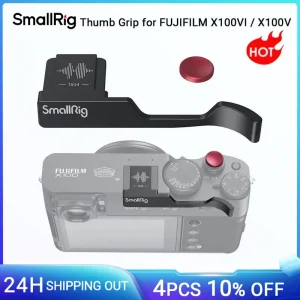 Impugnatura per pollice SmallRig con copertura per slitta calda per FUJIFILM X100VI / X100V (nero) con un pulsante di rilascio dell’otturatore concavo -4559
