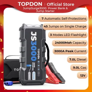 Topdon JS3000 3000A Jump Starter Power Bank 12V Dispositivo di avviamento per auto 24000Mah Batteria Jump Start per Booster per 9L Gas e 7L Diesel