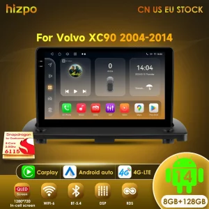 Hizpo 8 + 128GB Android 14 Autoradio Multimediale Per Volvo XC90 2004-2014 AI Controllo Vocale di Navigazione GPS Wireless Carplay 2din 4G