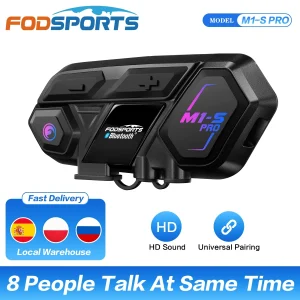 Fodsports M1-S Pro interfono per casco moto auricolare bluetooth intercomunicatore wireless 10 rider citofono 2000M