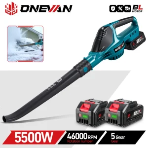 ONEVAN 5500W Brushless Elettrico Ventilatore di Aria 46000RPM Cordless Foglia Polvere Neve Soffiare Strumento di Potere Pulito Per Makita 18V Batteria Spille
