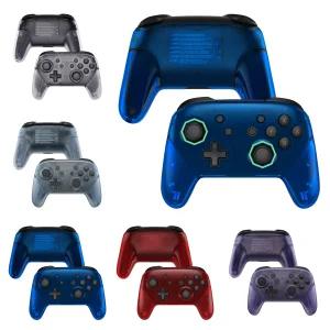 eXtremeRate Ottagonale Gated Sticks Piastra frontale Maniglie della piastra posteriore Alloggiamento dell’impugnatura di ricambio per NS Switch Pro – Blu trasparente