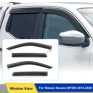 Finestra Visiera Weathershield Guard Per Nissan Navara Np300 Frontier D23 2014-2020 Sole Pioggia Deflettore Fumo Nero Doppia Cabina Auto