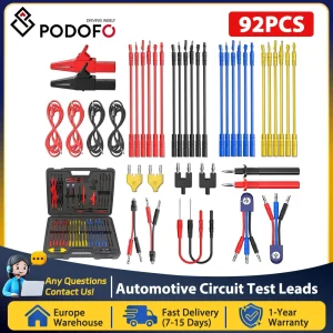 Podofo 92PCS Kit di cavi di prova per circuiti automobilistici Kit di Test per sonde elettriche multifunzione Set di cavi di prova adattatore per connettori per cavi