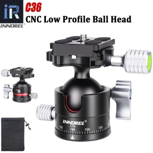 Testa a sfera a basso profilo INNOREL C36 360 °   Testa del treppiede per fotocamera panoramica diametro 36 mm per monopiede, fotocamere DSLR, carico del videocamera 16 kg