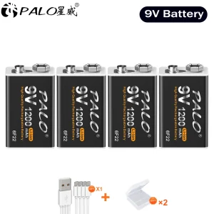 Batteria ricaricabile PALO 9V 1200mAh 6 f22 Micro USB 9v batterie agli ioni di litio per multimetro microfono giocattolo telecomando KTV