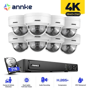ANNKE 4K 8CH POE Sistema di videosorveglianza di rete Registratore NVR con 8PCS 4PCS 8MP Registrazione audio Telecamera IP di sicurezza