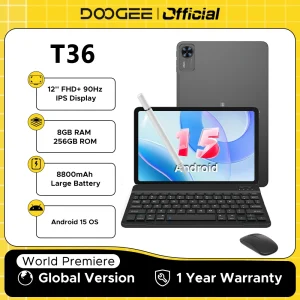 Versione globale DOOGEE T36 Android 15 Tablet 8 + 256GB 12 ”FHD + 90Hz Display IPS Unisoc T620 Octa Core 8800mAh Batteria Widevine L1