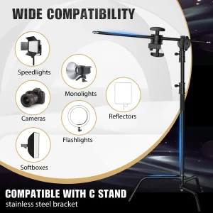 SH 2.6M/3.3M nero in acciaio inox secolo pieghevole luce Stand treppiede gamba magica fotografia C-Stand per faretto, Softbox