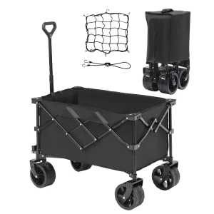 SucceBuy Carrello pieghevole pieghevole da spiaggia con ruote per tutti i terreni Portabevande Carro sportivo per campeggio Shopping Garden