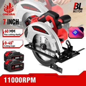 Sega circolare elettrica da 4000 W 7 pollici senza spazzole 185 mm Sega a batteria Utensile elettrico regolabile per la lavorazione del legno per Makita 18 V Batteria Pin