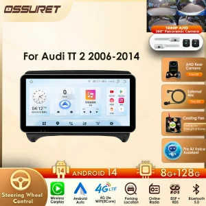 10.33 “per AUDI TT MK2 8J 2006 2007-2014 con radio Supporto multimediale per auto Wireless Carplay Android Auto OBD DAB RDS BT TPMS 4G