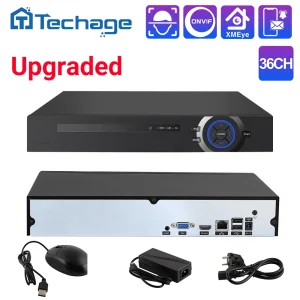 Techage H.265 8MP 36CH IP NVR Ultra HD 4K Smart AI Supporto Rilevazione movimento facciale Avviso e-mail umano Supporto Protocollo Onvif P2P