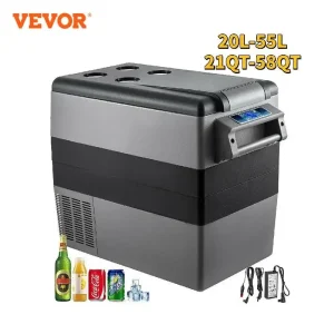 VEVOR 20L 30L 35L 40L 45L 50L 55L Frigorifero per auto Compressore Frigo congelatore con ruota e barra di traino per campeggio Picnic Barca Roulotte