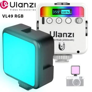 Ulanzi VL49 RGB Luce video LED a colori 2500K-9000K 800LUX Mini luce di riempimento magnetica Estendi 3 pattini freddi Porta tipo C da 2000 mAh