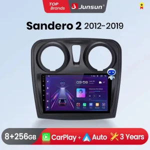 Junsun CarPlay Android Auto Autoradio per Renault Logan 2 Sandero 2012-2019 GPS Sistemi Intelligenti Stereo Multimediale Autoradio