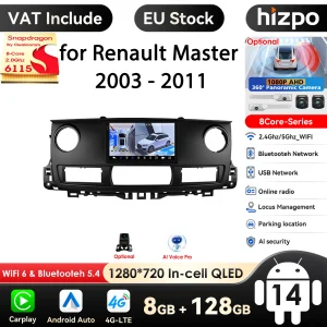 Hizpo Car Intelligent Systems 2 Din Carplay Android Auto Car Radio per Renault Master 2003 – 2011 lettore Video multimediale 4G GPS