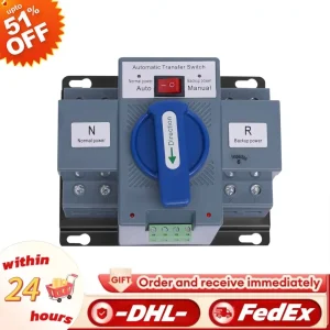 Convertitori con interruttore di commutazione automatica a doppia alimentazione Integrazione manuale/automatica blu per l’elettricità domestica e vari luoghi