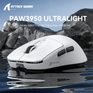 Mouse da gioco wireless leggero Attack Shark R6, mouse per computer con sensore PAW 3950Max con Nordic 52480, pollame 8KHz