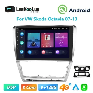 LeeKooLuu Autoradio 2din Android Autoradio lettore multimediale di navigazione GPS per SKODA Octavia 2 A5 2007-2014 Carplay 4G WiFi DSP
