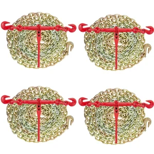 SucceBuy Kit raccoglitore a catena Raccoglitore di carico a cricchetto Gamma regolabile da 3/8 pollici-1/2 pollici con catene da 10 piedi per il trasporto dell’industria pesante