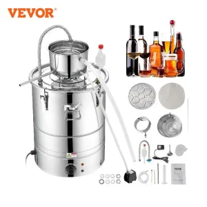 VEVOR Kit di Distillatore Elettrico Alcol in Acciaio Inox Capienza 50L Potenza Nominale 2800W con Pompa dell’Acqua Potenza 6,8 – 8W, Alambicco Distillatore in Acciaio Inox Uso Alimentare Acqua Alcol